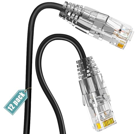 Ercielook Cable Cat6a 0,5m 10Gbps para Panel de Parche, 12 Unidades | Frecuencia 550MHz, cable de cobre puro 28AWG. Ideal para switch, router y gabinete de red. Conexión estable y duradera.