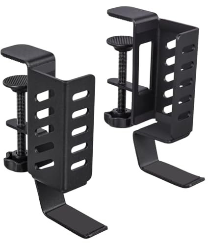 GREOHNMPAW Desk Side Vertical Laptop Stand,No Drill Laptop Desktop Mount,Hanging Laptop Holder for Desk Side,Clamp on Desk A