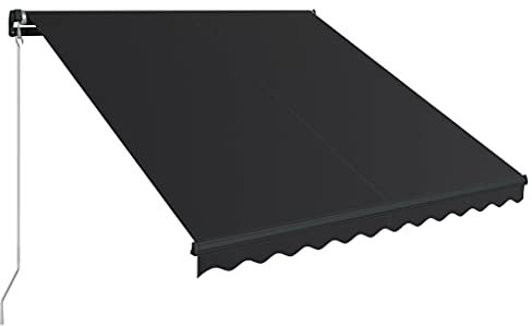 Tenda da sole a scomparsa manuale, per esterni, giardino, colore antracite, 350 x 250 cm, protezione UV e resistente alle intemperie