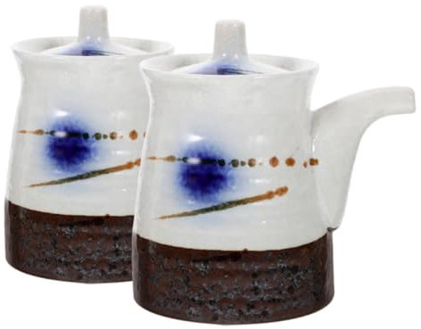 CIYODO 2pièces Distributeur De Sauce Soja Céramique Pot Pour Vinaigre Japonais Avec Couvercle Bouteille Pour Condiments