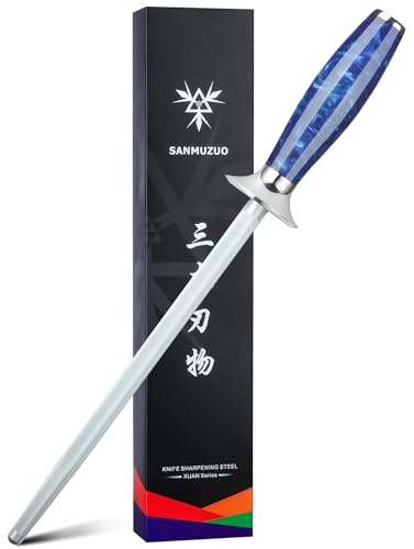 SANMUZUO Wetzstahl 23 CM, Professioneller Messerschärfer für Küchen, Hochkohlenstoffhaltigem Superstahl mit Harzgriff – XUAN Serie (Saphirblau)