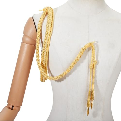 MAYJOYDIY 100cm*11mm Spalline Dorate con Punta In Ottone, Distintivo con Cordino Intrecciato per L'Esercito e Le Prestazioni Sul Palco, Ciondolo, Decorazione per Abiti, Accessorio Uniforme