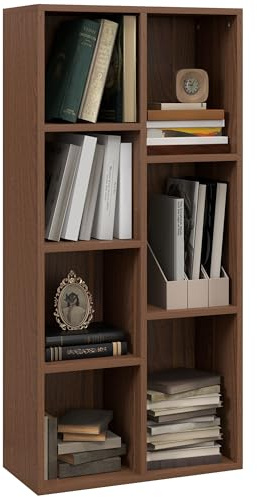 HOMCOM Mobile Libreria a Cubi con 7 Ripiani di Diverse Dimensioni, Libreria Scaffale Moderna in Legno, 50x24x106 cm, Color Noce