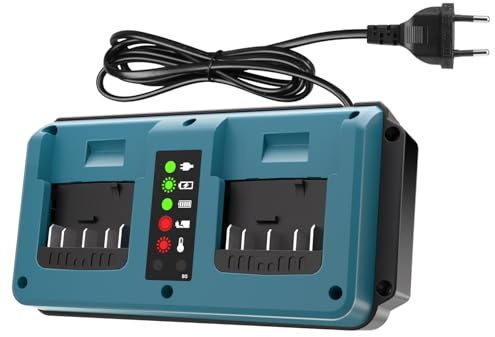 KUNLUN Chargeur pour Bosch Professional 18V Batterie, 2 Ports Chargeur de Remplacement avec Affichage LED pour Bosch Batterie 18V GBA BAT609, BAT610G, BAT618G, BAT619 et BAT621 | GBA BAT609, BAT610G, BAT618G, BAT619 et BAT621 Batterie avec écran LED