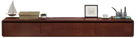 Genérico Mueble de TV de Madera Maciza de Pared - Consola Multimedia Flotante con cajón y Armario, Color Nogal, Ideal para salón y Dormitorio, diseño Compacto (120 x 20 x 24 cm)