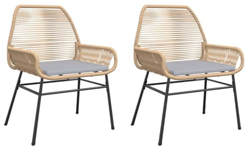 Mimdixy Lounge Sessel Outdoor Verandabank,Gartenstühle 2 STK. mit Kissen Grau Poly Rattan