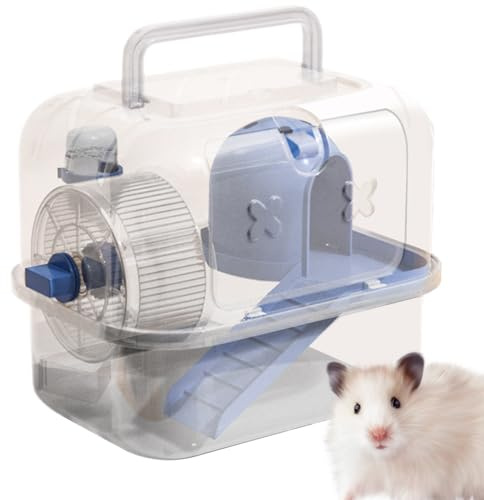 Gabbie portatili per criceti – Trasportino da viaggio per piccoli animali, scatola per habitat trasparente ventilata, recinto sicuro per animali domestici | Casa per criceti leggera per topi, gerbilli