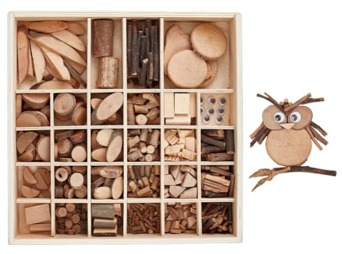 PH PandaHall Wooden Unfinished Craft Kits Garden Playset Loose Parts | Natural Wood Slices Wooden Art Paint Bulk Crafts for DIY Painting Building Sorting Activities School Projects