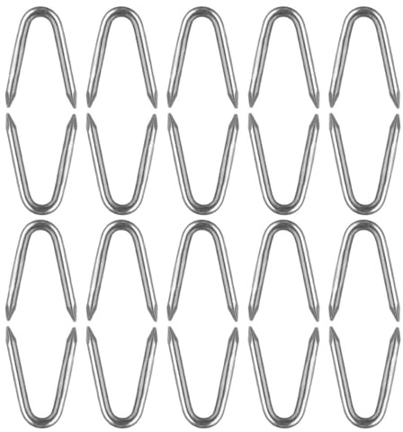 Hemobllo Agrafes de U en Acier 3,8 Cm Sachet de 20 Clous Robustes pour Fixation de Clôtures en Fil de Fer, Jardin, Ferme et Construction Extérieure, Fixations pour Grillage et Poteaux