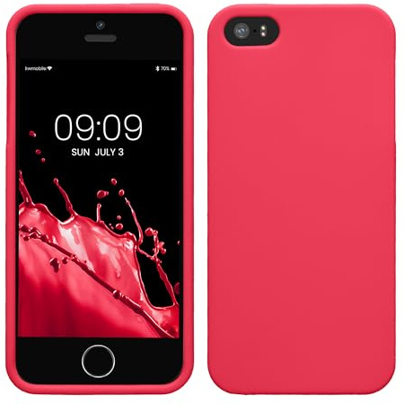 kwmobile Housse Compatible avec Apple iPhone SE (1.Gen 2016) / iPhone 5 / iPhone 5S Coque - Housse de téléphone Protection Souple en Silicone - Rose Fluo