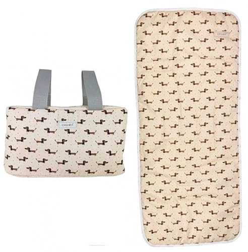 Colchoneta universal y bolso carrito bebé silla paseo - Colección a juego - Verano o entretiempo transpirable - bolso organizador carro bebé (Perro Salchicha, Colchoneta + bolso organizador)
