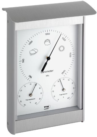 TFA Dostmann Analoge Außenwetterstation, 20.2045, aus Aluminium/Kunststoff, Barometer, Thermometer, Hygrometer, zur Wettervorhersage, wetterfest, 21,6 cm hoch