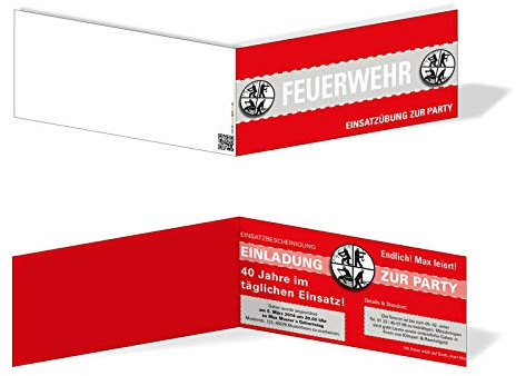 Feuerwehr Einladung Einladungskarte Geburtstag DIN Lang Klappkarte