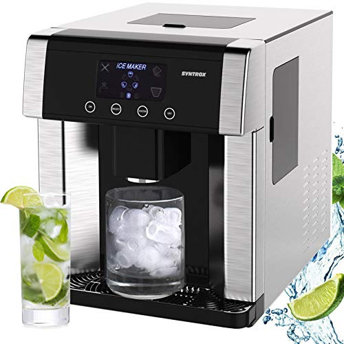 Syntrox Germany Digitaler Eiswürfelbereiter mit Eiswasserfunktion Eiswürfelmaschine IC-150W LCD Turku