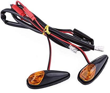 Keenso Motorcycle Turn Lights, 2 Pcs Universial Motorbike Indicators LED Motorcycle Flush Mount Turn Indicators Light Lamp Amber Black Shell motorcycle lights