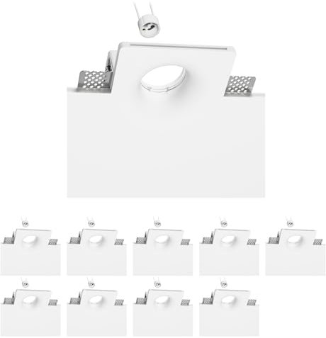 ledscom.de 10 pièces plafonnier encastré GIEDI, plâtre, blanc mat, 12 x 12cm, 1x GU10 max. 15W