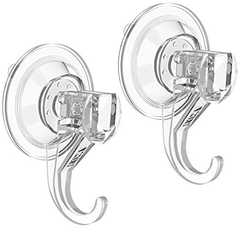 VIS'V Ganchos de ventosa, pequeños ganchos transparentes de succión de ducha resistentes con ganchos extraíbles reutilizables para baño, azulejos, pared, ventana, puerta de vidrio, 4 piezas