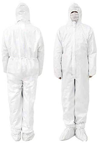 25 Stück Chemikalien-Schutzanzug mit Kapuze, Kategorie III, Typ 5-B und 6-B, robust und leicht (L - 182 cm, weiß)