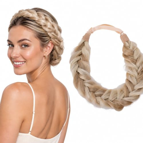 CAISHA Zopf Haarteil Haarband Stirnband Geflochten Hellblond Mix HZ210