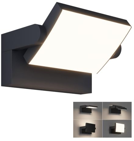 Klighten 24W Außenwandleuchte Außenlampe, Schwarz, Neutral Weiß 4000K | Wasserdicht IP65, 1500 Lumen, Schwenkbar, Wandlampe LED Aluminium, fur Aussen/Innen