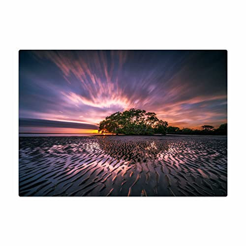 Vero Home 17550 Glas-Schneidebrett | Motiv Reisen Sonnenuntergang | rutschfest, kratzfest und lebensmittelecht | Maße: 39 x 29 cm