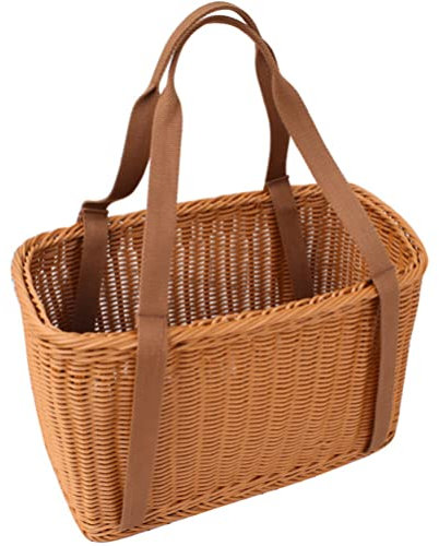 Cabilock Einkaufskorb Umhängetasche Rattankorb Blumenkorb Einkaufstasche Korbtasche Flechtkorb geflochten Tragetasche Tragekorb Shopper Korbtasche Shoppertasche