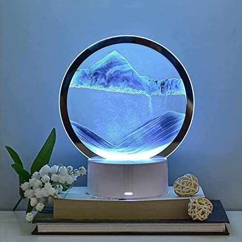 SPORTARC Bewegliche Sandkunst-Bilder, 3D-Sanduhr für Tiefsee-Sandlandschaft-Tischlampe, Sandmalerei, flüssige Bewegung, Dekor für Desktop, Zuhause, Zimmer, Büro, Arbeit