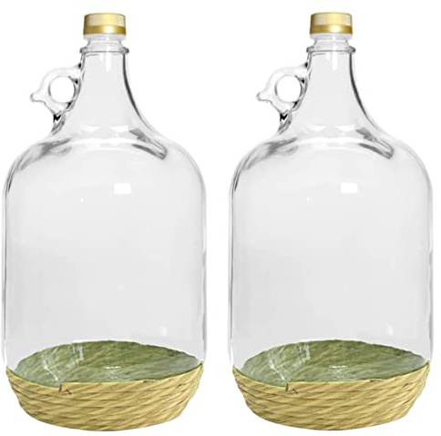 2x 5L Glasballon mit ECO Korb und Schraubverschluss für Wein & Saft | Weinballon aus Glas zur Lagerung von Wein, Saft, Met, Bier, Likör oder Wasser