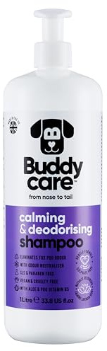 Lugnande och deodoriserande schampo från Buddycare – lavendeldoftande hundschampo – med aloe vera och Pro-vitamin B5 (1L)