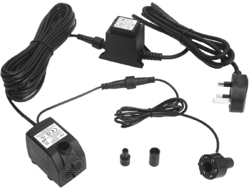 BARST Submersible Water Feature Pump 12V AC 150L/H with LED Light | 10m Power Cord, 2 Nozzles, Ultra Quite for Garden, Fountain, Aquarium, Pond, Birdbaths, Fish Tank, Statuary
