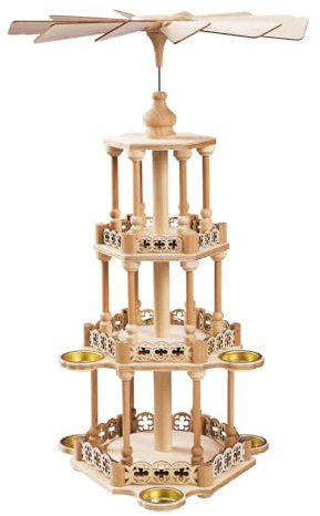 Rudolphs Schatzkiste Pyramide Selbstbausatz groß Höhe ca. 50cm NEU Holzpyramide Tischdekoration Dekoration Weihnachten Wärmespiel Lichter Figur Edelholz Seiffen Erzgebirge Holz Flügel Kerzen
