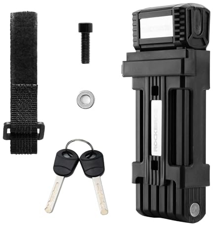 ROCKBROS Candado Plegable de Bicicleta Cerradura Antirrobo 65/88 cm con Soporte Candado de Seguridad para Motocicleta MTB Bici Carretera