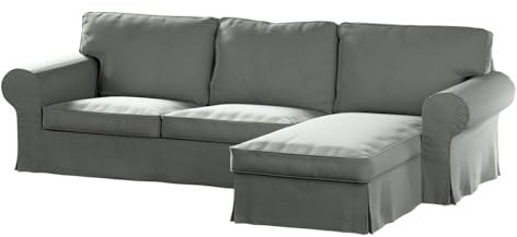 dekoria Ersatz für Bezug für Ektorp 2-Sitzer Sofa mit Recamiere Sofahusse passend für Modell Ektorp grau