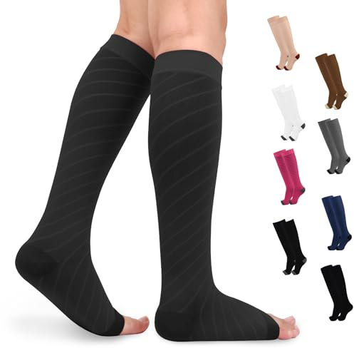 beister 20-30 mmHg Medizinische Kompressionsstrümpfe Damen & Herren, Offener Zehe Wadenkompression Kniestrümpfe, Abgestufte Unterstützung Stützstrümpfe für Krampfadern, Ödeme, Schwangerschaft