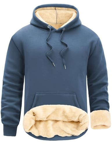UMIPUBO Pullover Herren Hoodie Sweatshirt mit Kapuze Winter Warm Fleecepullover Thermo Kapuzenpullover Männer Baumwolle Fleecejacke Winterpullover(Blau,L)