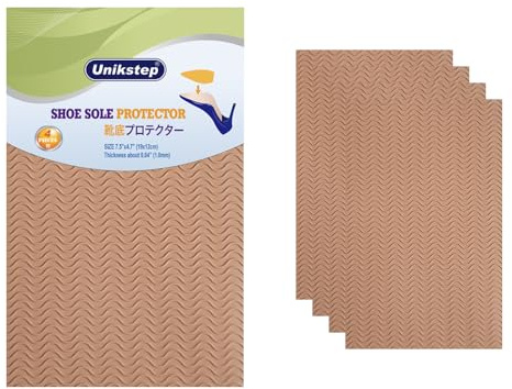 UNIKSTEP 4 piezas de protección de suela de zapatos, diseño ondulado, fondo de zapato y almohadillas antideslizantes autoadhesivas en el talón (caqui)