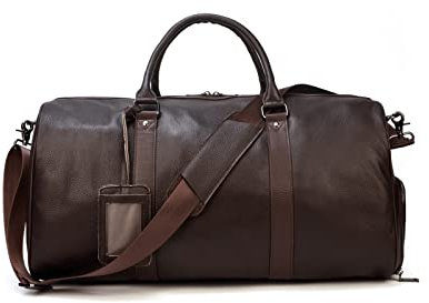 WOTZOV Übergroße Reisetasche, Handgepäcktasche aus Vintage-Leder für Männer und Frauen (braun)