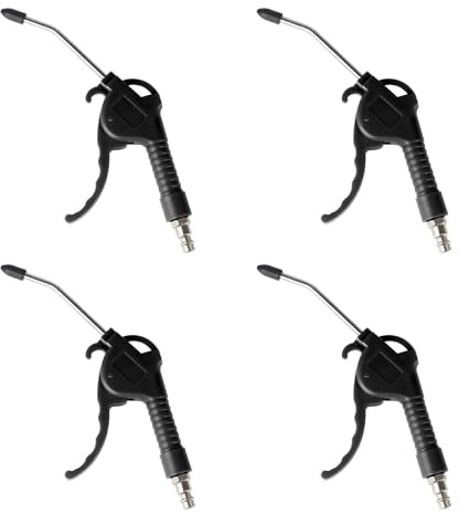 EXLECO 4 X Soufflette Air Comprimé Compresseur Soufflette Compresseur 95mm Pistolet Air Comprimé Corps Plastique Pistolet Compresseur Air avec Raccord 1/4 Accessoire Compresseur D'air Max. 8 Bar Noir