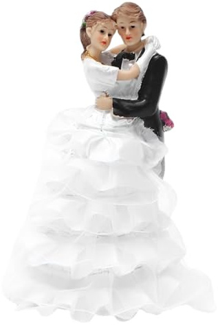 Wedding Cake Topper Romantic, Bride and Groom Cake Topper, Wedding Cake Figurines, Romantic Couple Statue Party Desktop Ornaments for Valentine's Day Home Decor Car Ornaments - 16cm