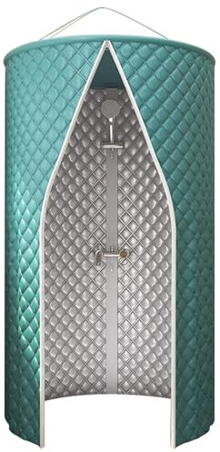 Duschzelt Umkleidezelt Toilettenzelt Tragbare Duschvorhang Rund Hängend Umkleidekabine Duschspinne für Badezimmer/Outdoor-Camping - Verdickt 8mm - Warm Halten - Wasserdicht(Grün,90 CMx180 cm)