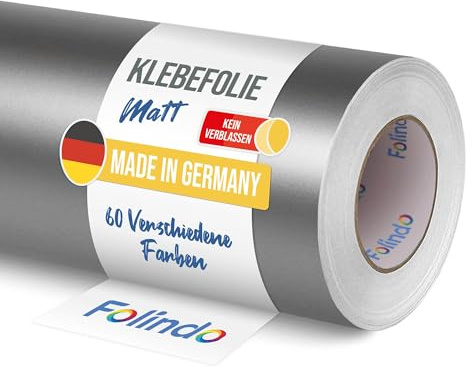 FOLINDO Möbelfolie selbstklebend matt - langlebige Möbel Klebefolie 090 Silbergrau 5 m x 63 cm - Klebefolie Küche - selbstklebende Folie Möbel - moderne Schrankfolie versch. Größen