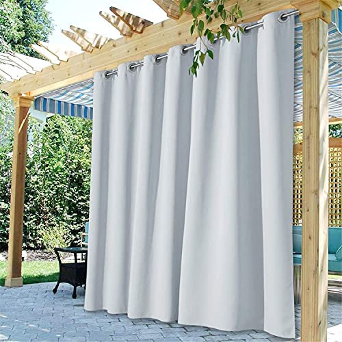 Wasserdichte extrabreite Outdoor-Vorhänge, wärmeisoliert, mit Ösen, für Terrasse, Pergola, Sonnenraum, 254 x 305 cm, Grauweiß