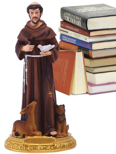 Statue des Heiligen Franziskus - Handbemaltes Statuen-Ornament aus Kunstharz,Sammlung klassischer Tonleitern, frommes Geschenk, gebeterfüllte Inspiration, Renaissance-Sammlung