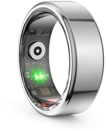 Smart Ring Smartringe für Herren und Damen Smart Ring Android Fitness Ring Tracker Schrittzähler Schlafmonitor Herzfrequenzmessung Gesundheitsüberwachung Aktivitätstracker (Silber, #10-19.8mm)