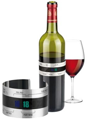 Avilia Termómetro con anillo de 4 cm para vino, de acero inoxidable, diámetro flexible que se adapta a todas las botellas, temperatura en grados centígrados, visible en 35/40 segundos, ideal como