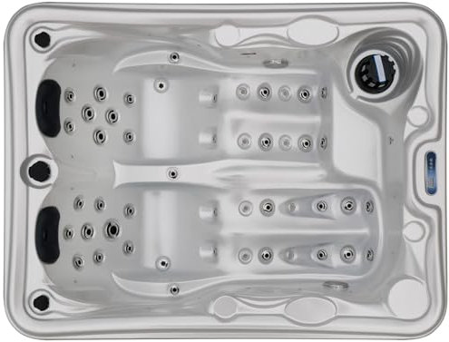 Tronitechnik® Outdoor Whirlpool, 2 Personen, aus hochwertigem Sanitäracryl, Winterfest isoliert, Balboa Spa Heizung und Bedienung, 46 Massagedüsen, 2 Liegeplätze, LED, inkl. Thermoabdeckung,620 Liter