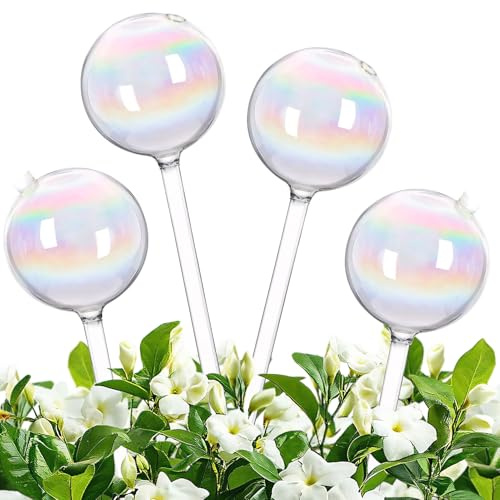4 Stück Bewässerungskugeln Glas, Bunte Wasserspender Pflanzen Bewässerung, Bewässerungskugeln Pflanzenbewässerung Indoor, Bewässerungskugel Pflanzen Bewässerung im Urlaub (4 Bälle)