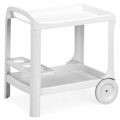 MA MAISON Carrello Multiuso in Plastica con Ripiani – Carrello Portavivande e Portabottiglie per Cucina, Casa e Esterno Colore Bianco
