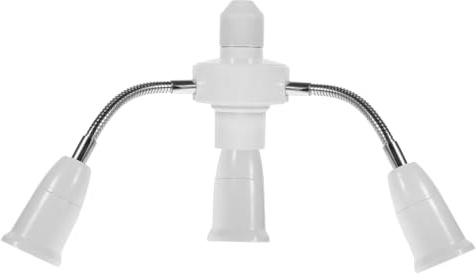 E27 Multi-Head Flexible Light Bulb Socket Holder White | Adjustable Hose Converter, Easy Installation for Office and Home Use, Reliable Plastic Build