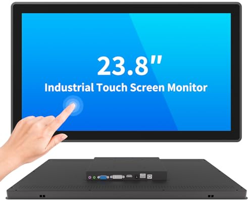 LMENGER 23.8 Inch Industrial Touch Screen Monitor, 10 Points Touch, Ratio 16:9 Capacitive PCAP Display, 1920 x 1080R, Active Matrix TFT LCD, LED Backlight, VGA, DVI, HD-MI Ports